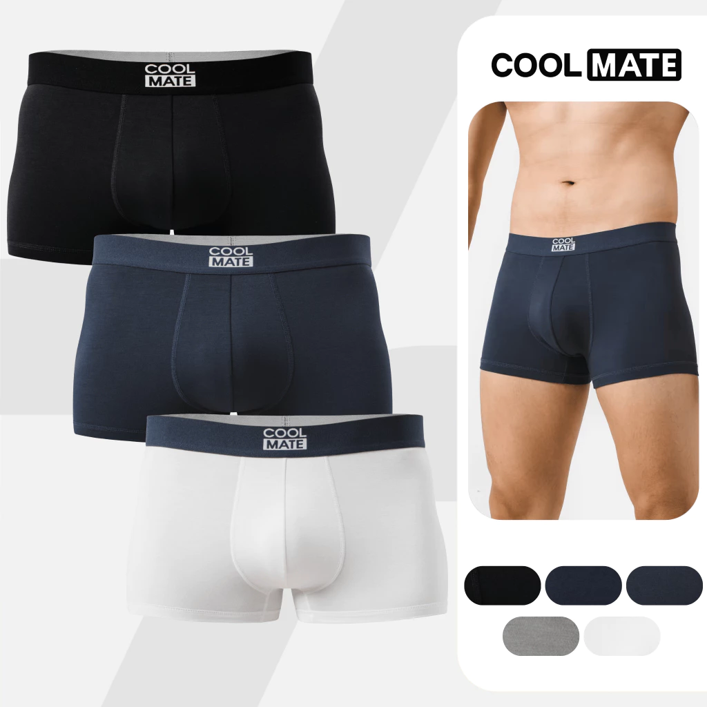 Combo 3 quần lót nam dáng Trunk Bamboo mềm mại, kháng khuẩn Coolmate